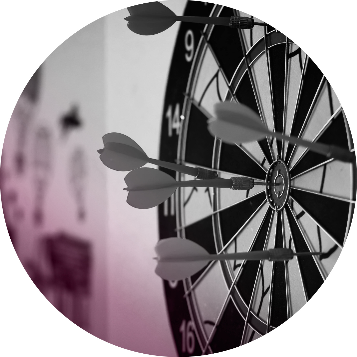 Round image showing a dartboard